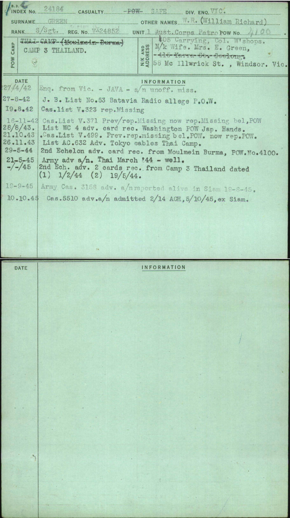 Green, W R (William Richard), VX24852