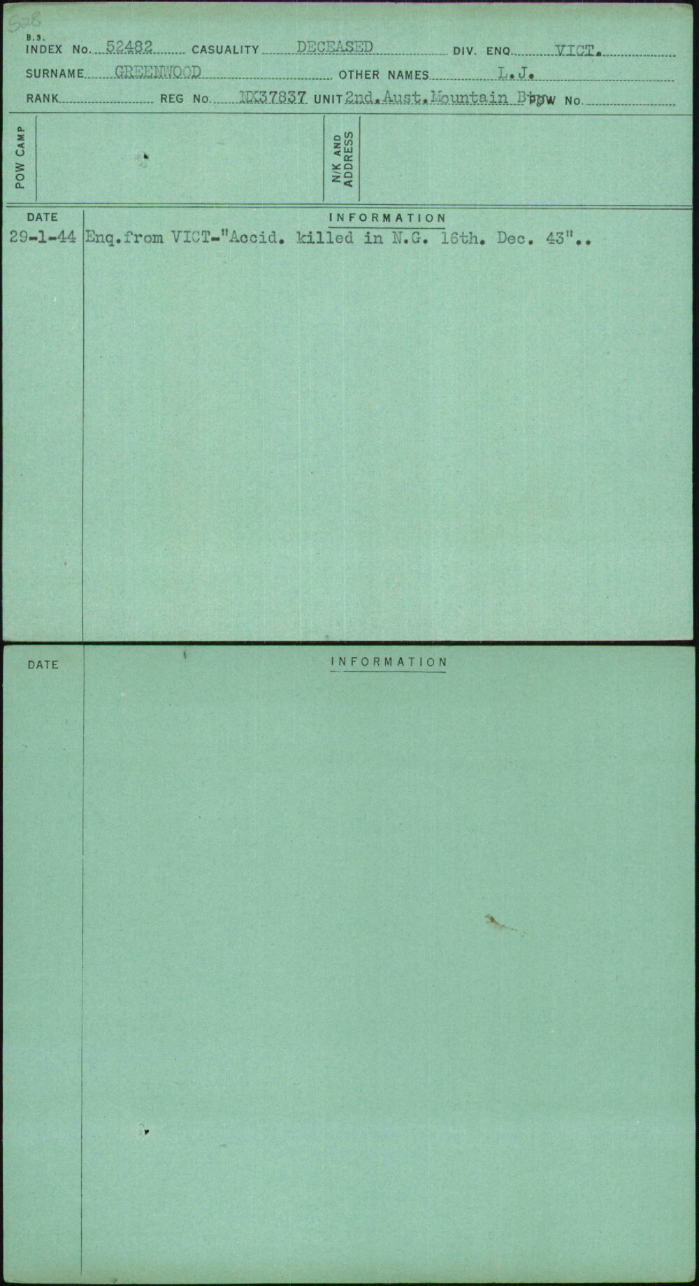 Greenwood, L J, NX37837