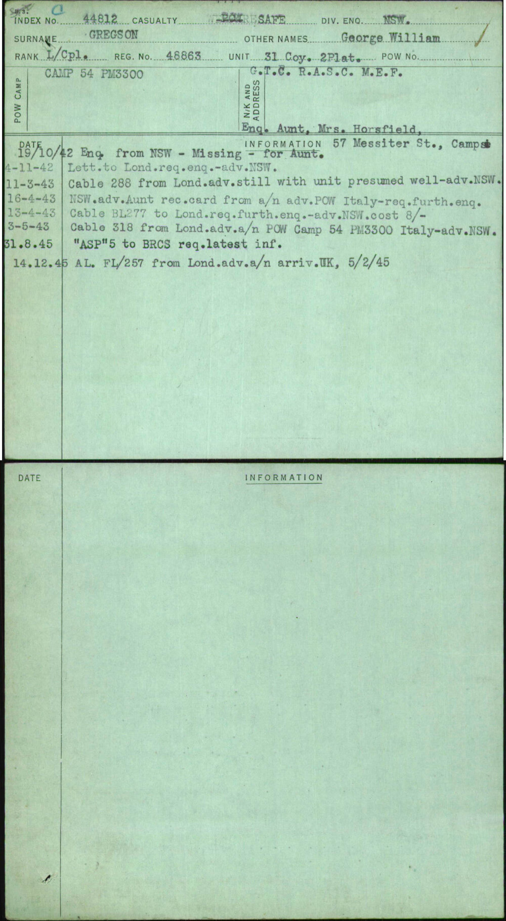 Gregson, George William, 48863