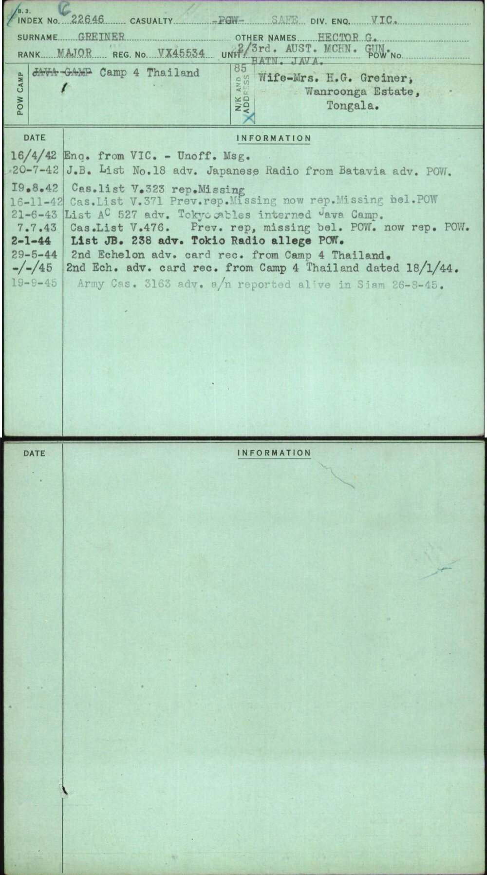 Greiner, Hector G, VX45534