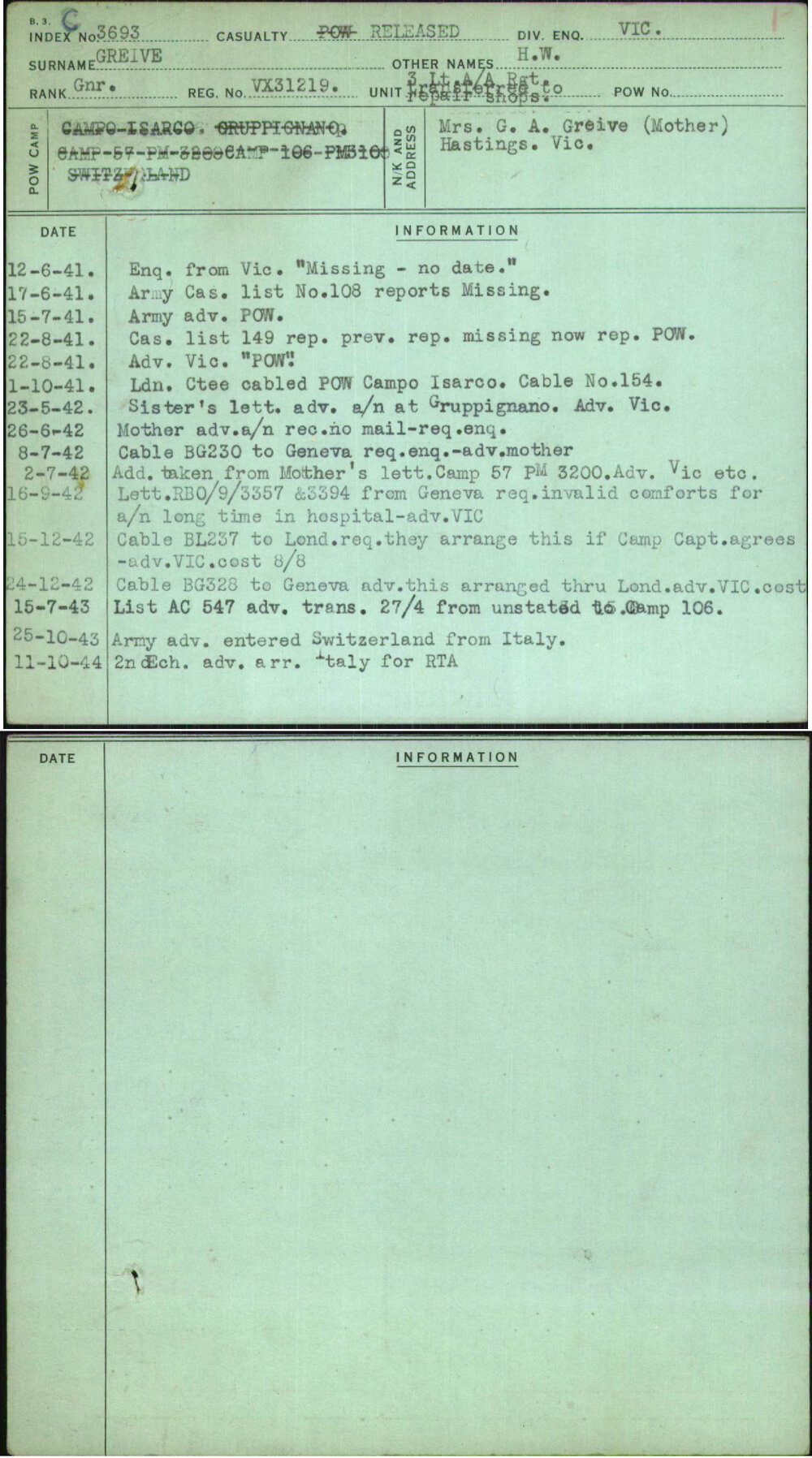 Greive, H W, VX31219