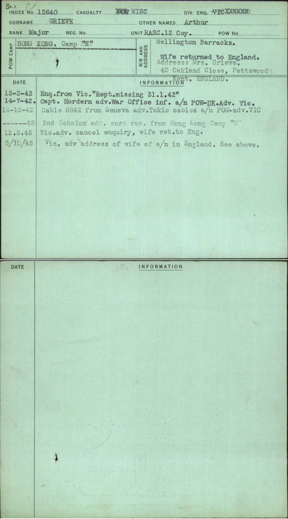 Grieve, Arthur, [No Service Number]