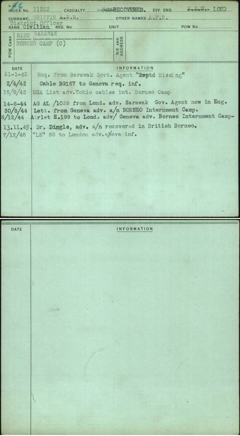 Griffin, A F R, [No Service Number]