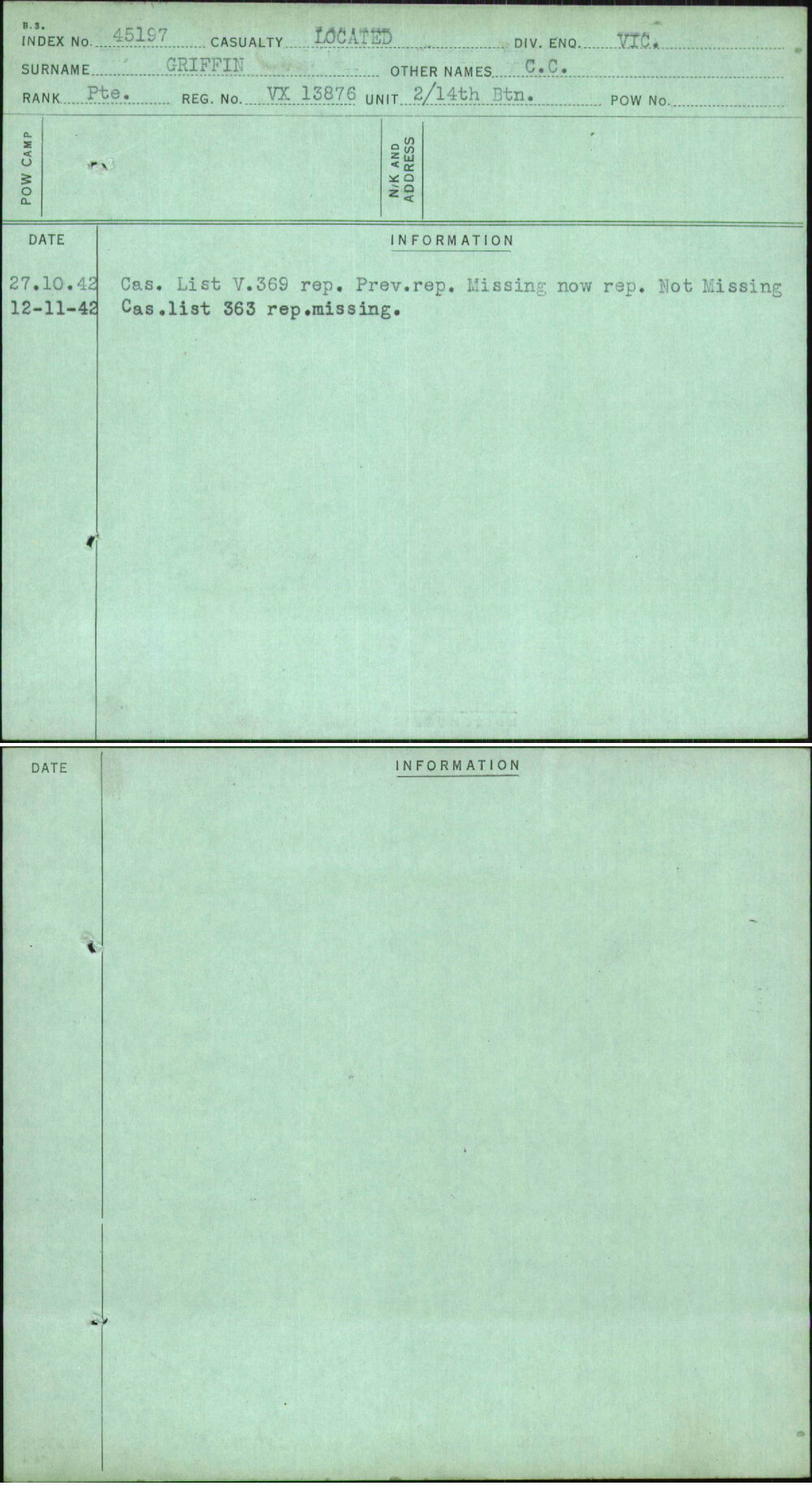 Griffin, C C, VX13876