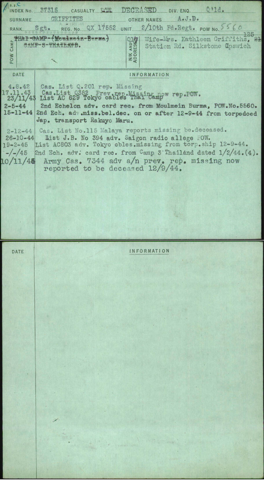 Griffiths, A J D, QX17552