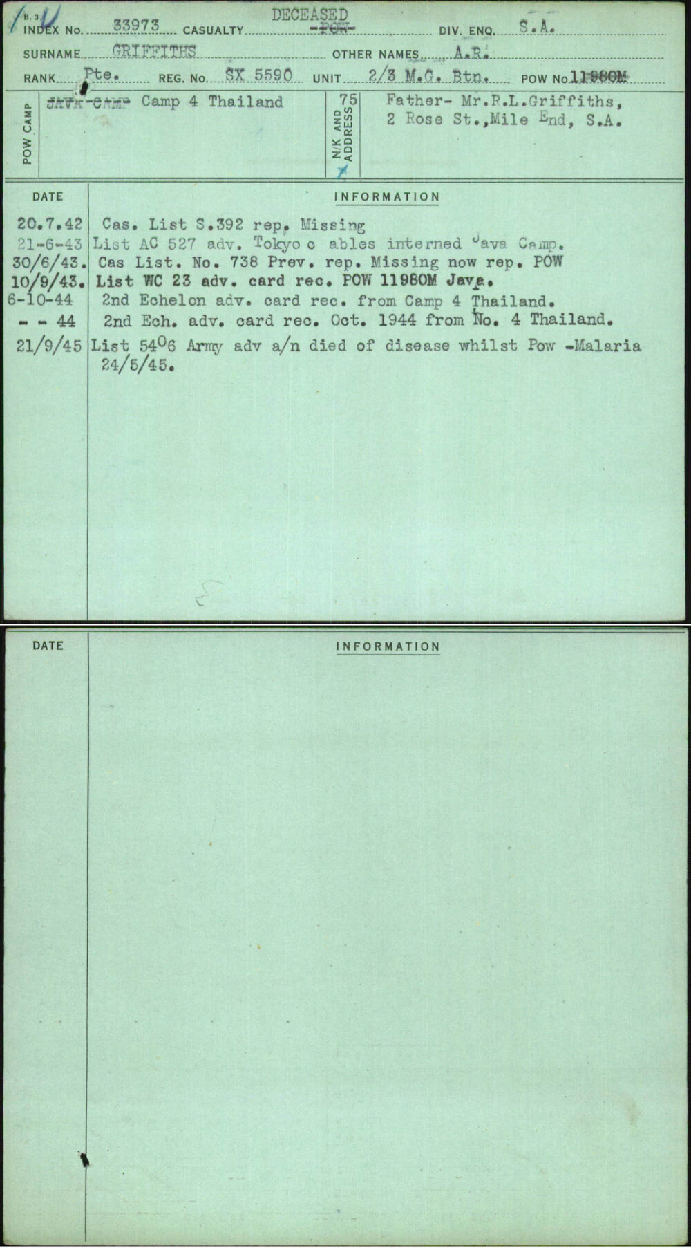 Griffiths, A R, SX5590