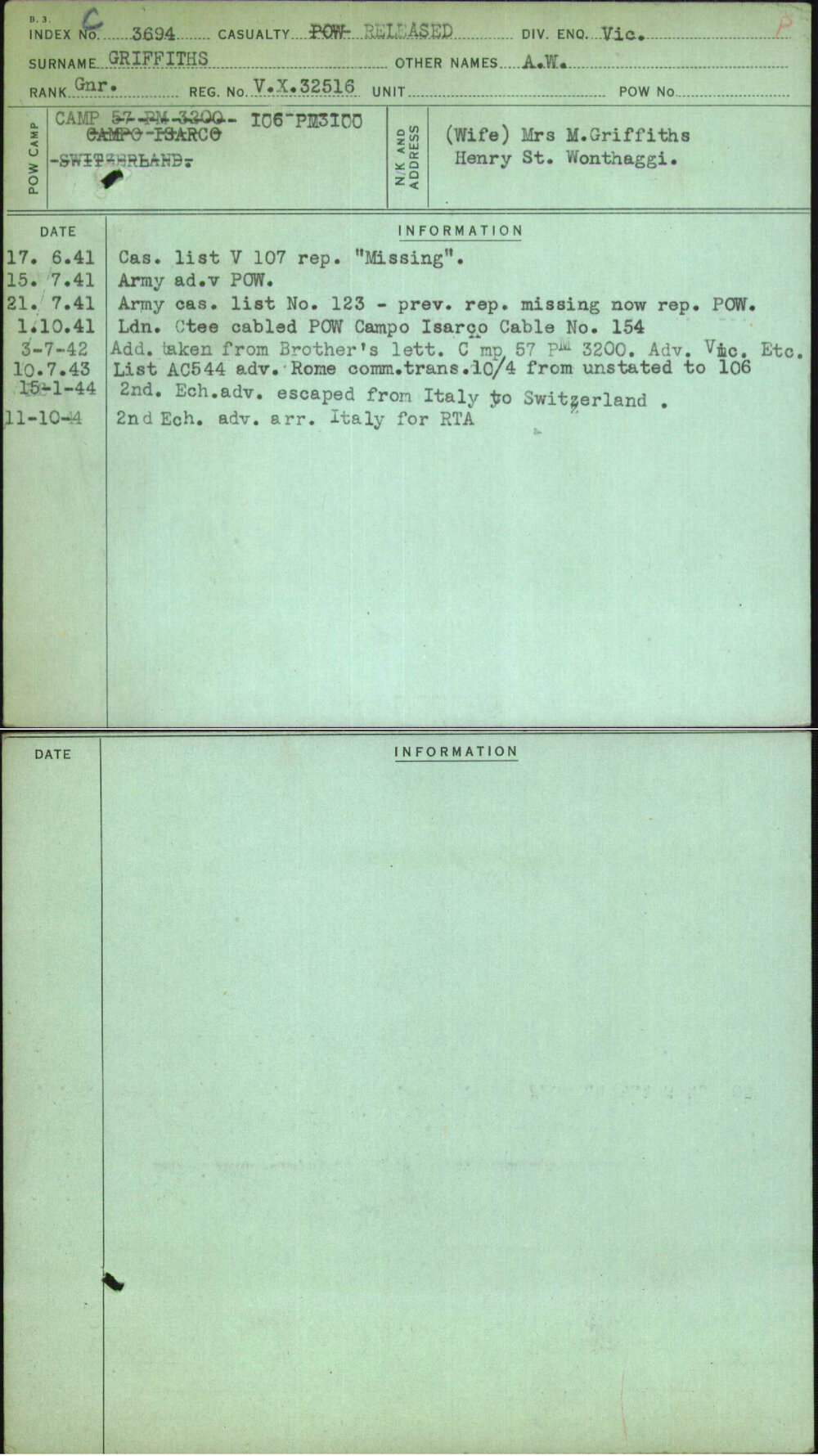 Griffiths, A W, VX32516