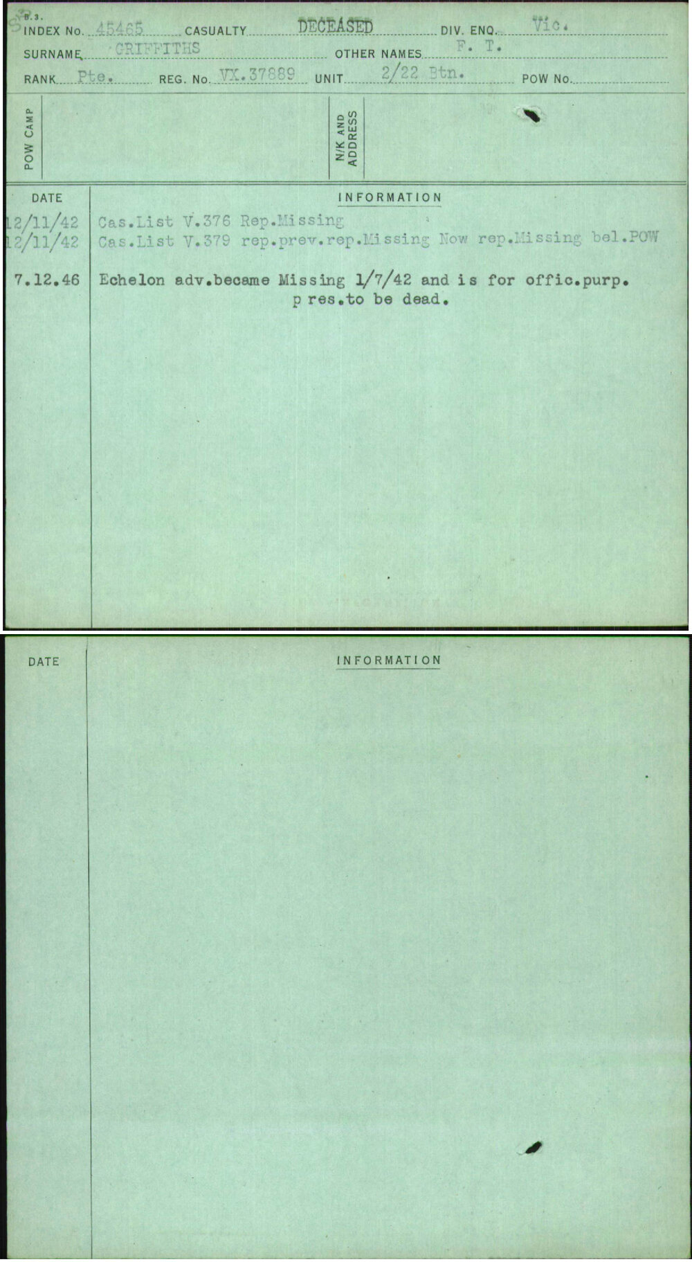 Griffiths, F T, VX37889