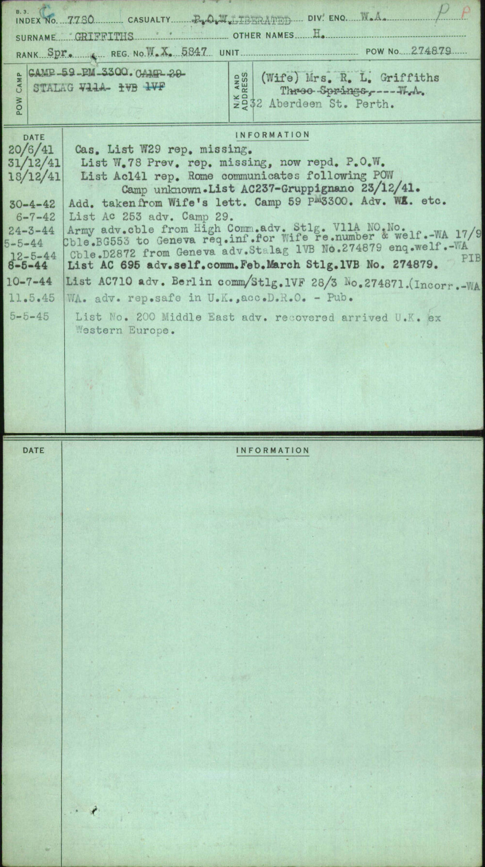 Griffiths, H, WX5847