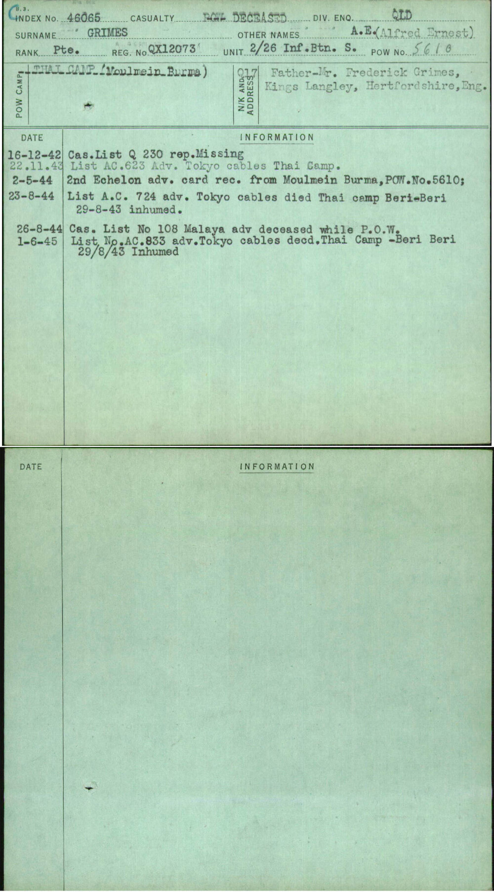 Grimes, A E (Alfred Ernest), QX12073