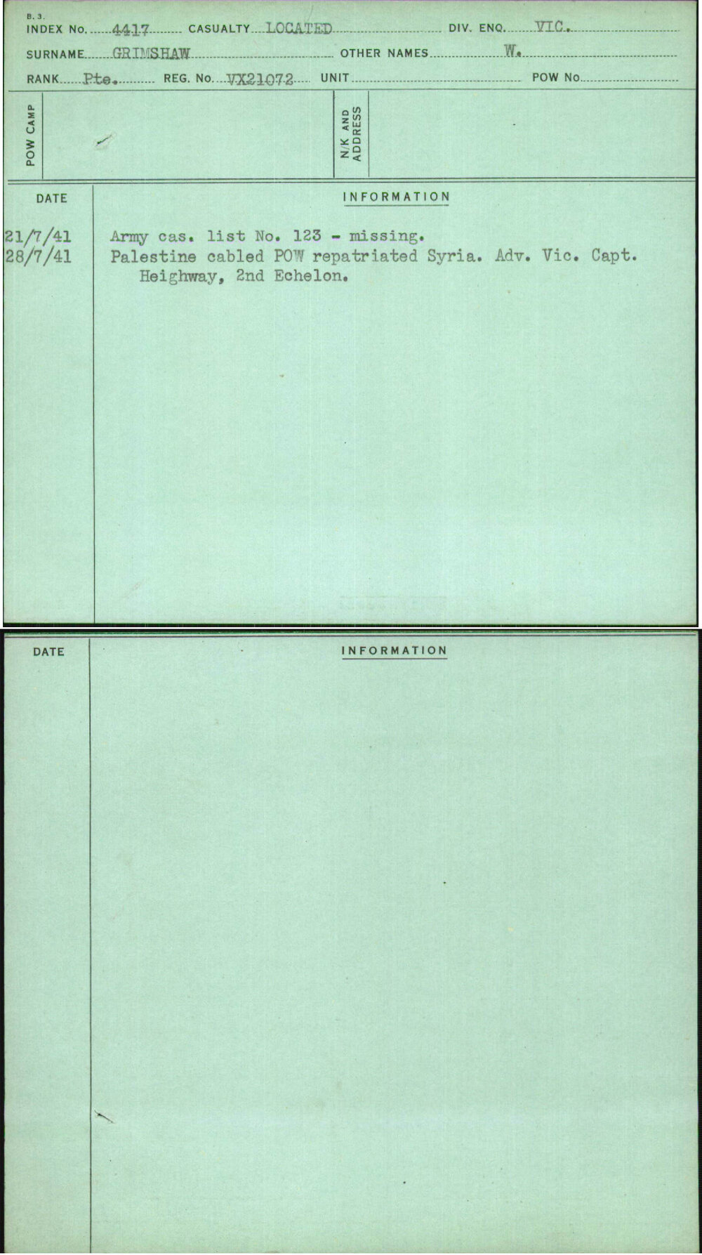 Grimshaw, W, VX21072