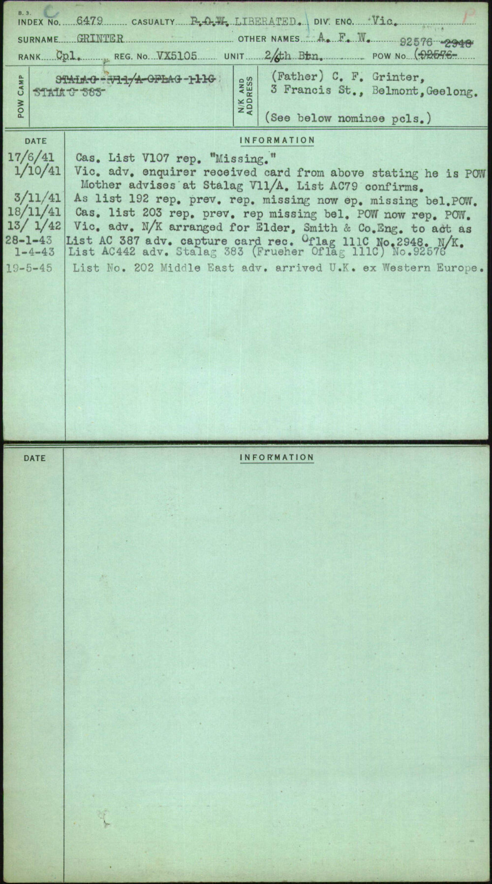 Grinter, A F W, VX5105