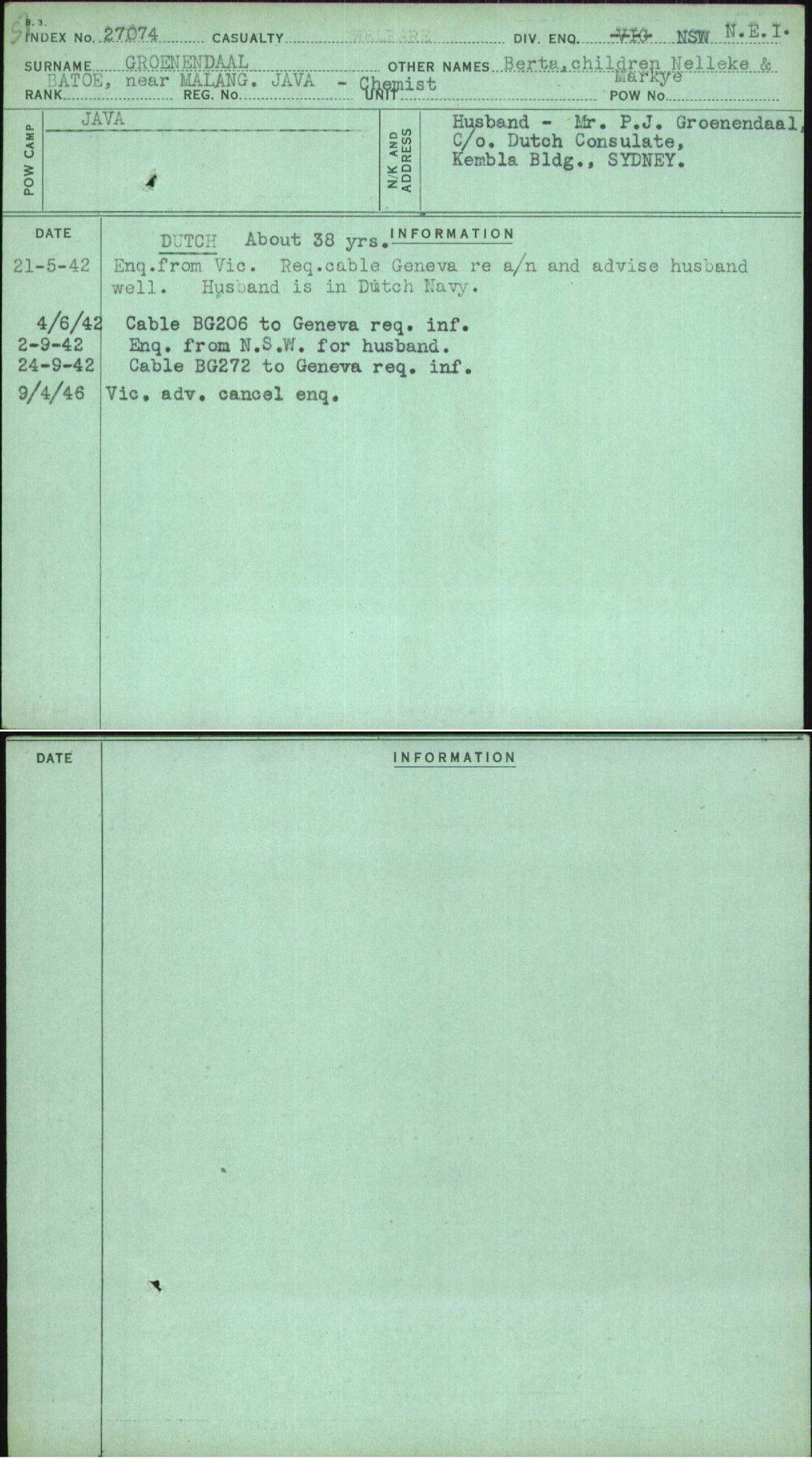 Groenendaal, Berta Children Nelleke &amp; Markye, [No Service Number]