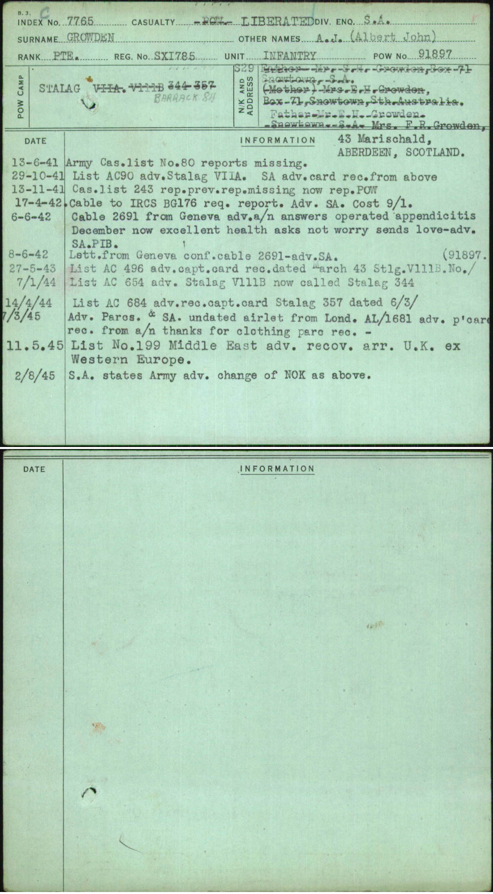 Growden, A J (Albert John), SX1785