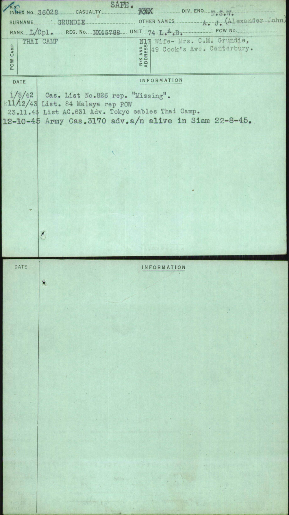 Grundie, A J (Alexander John), NX45788