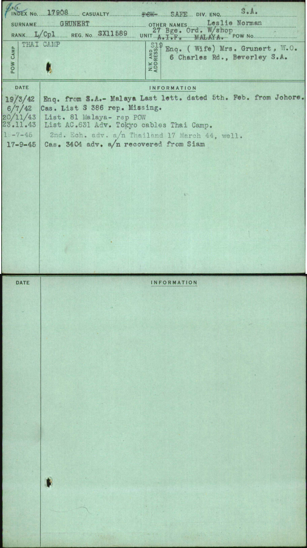 Grunert, Leslie Norman, SX11589