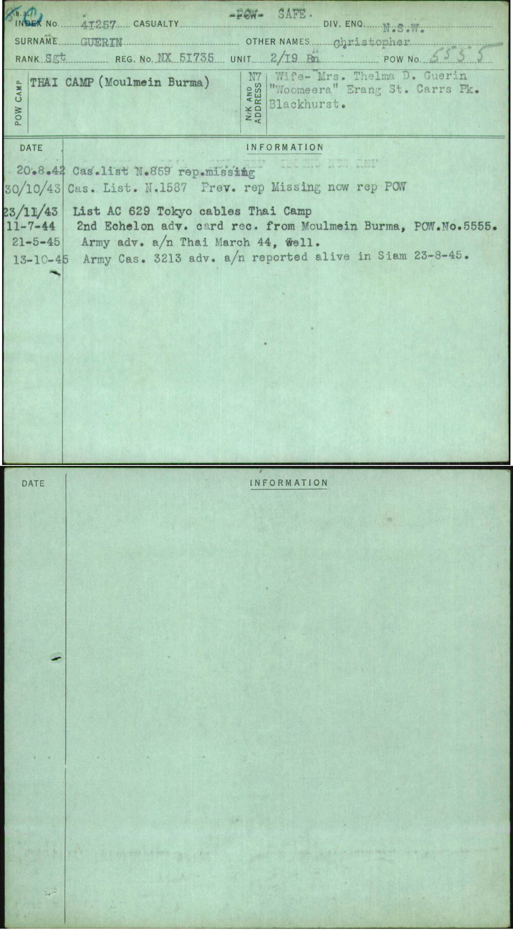 Guerin, Christopher, NX51735