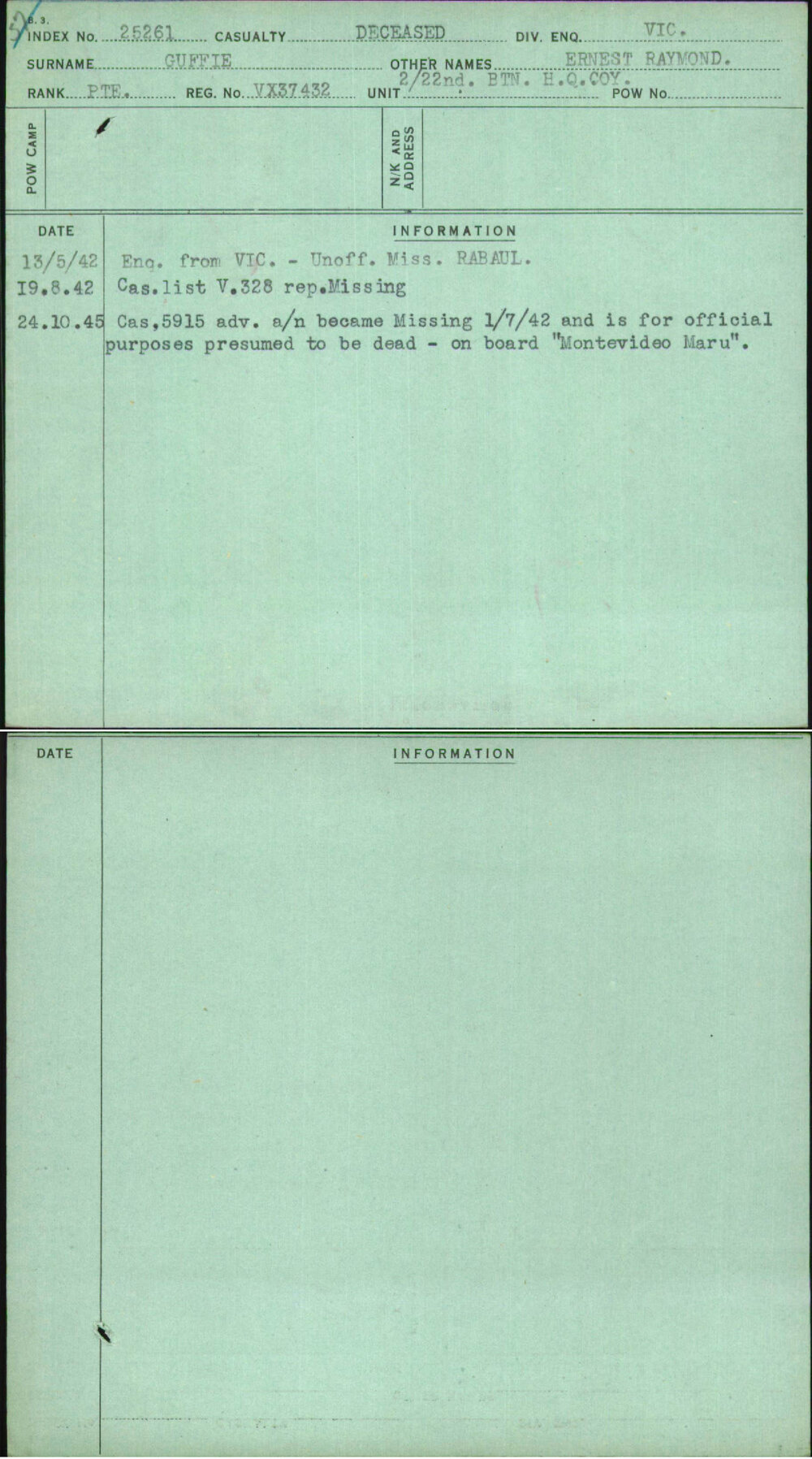 Guffie, Ernest Raymond, VX37432