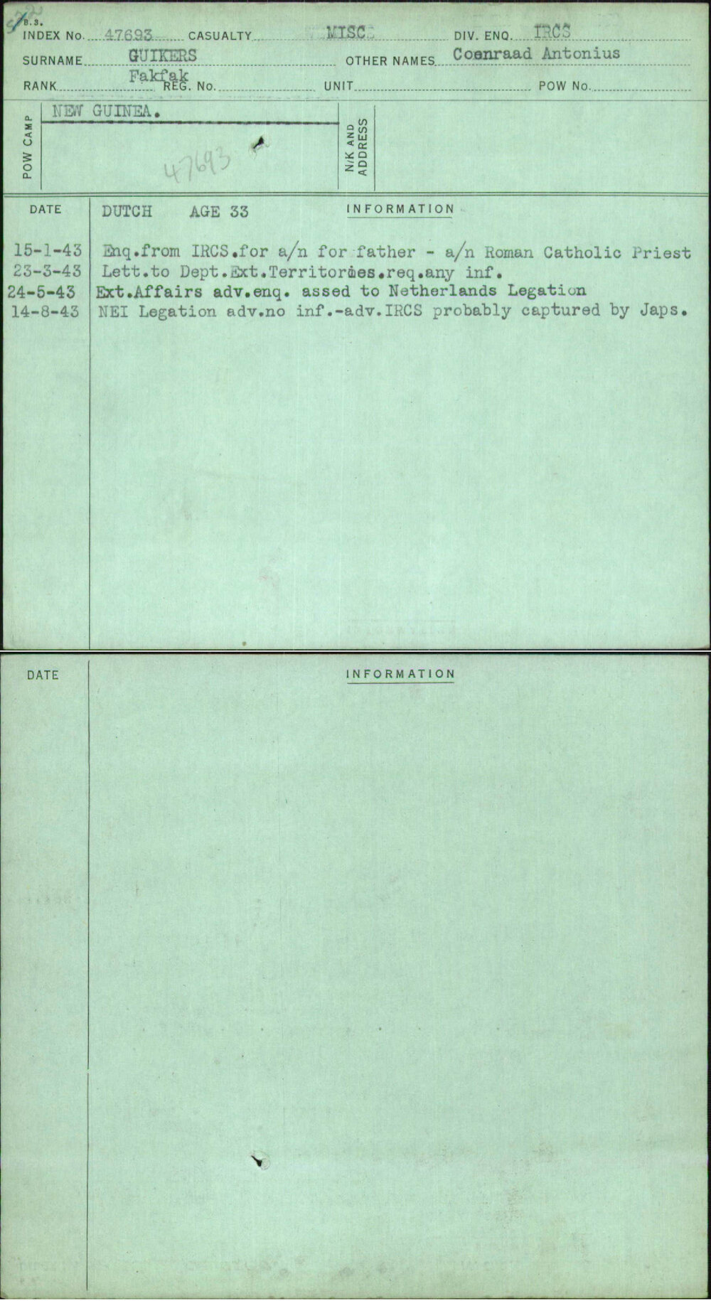 Guikers, Coenraad Antonius, [No Service Number]