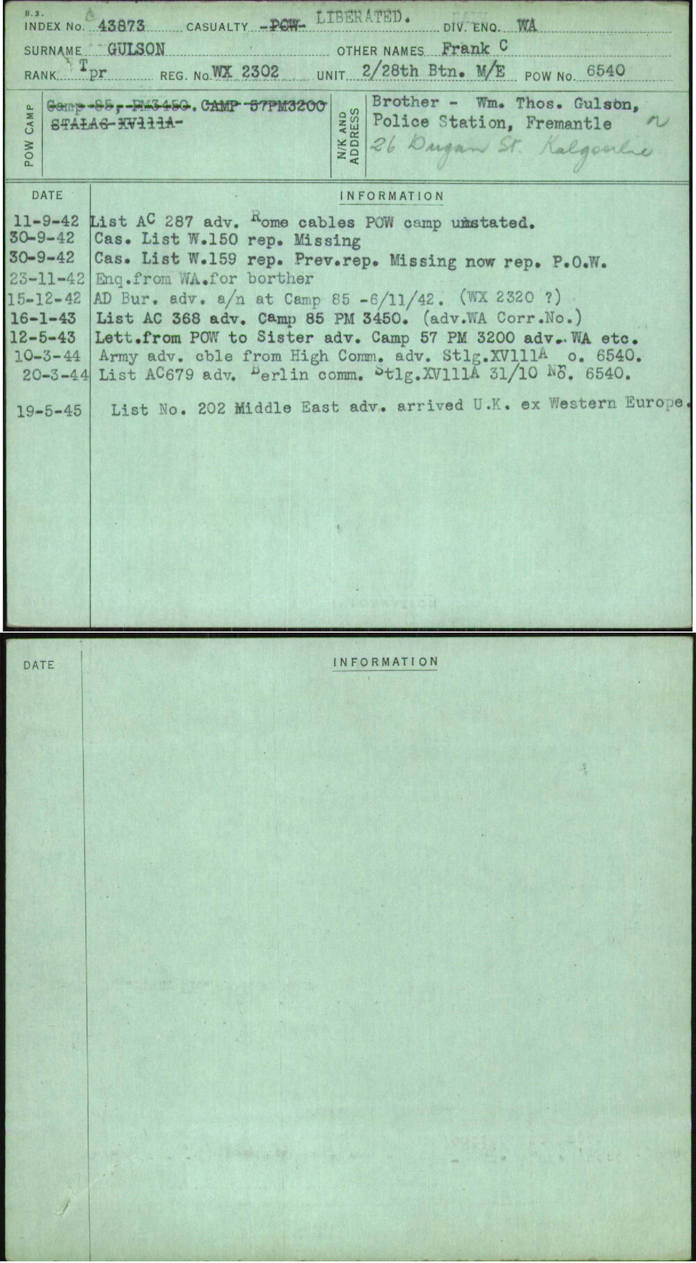 Gulson, Frank C, WX2302