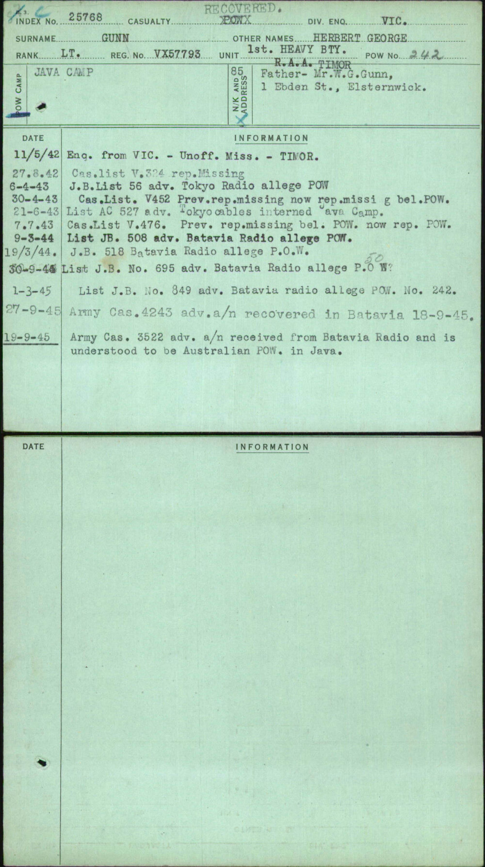 Gunn, Herbert George, VX57793