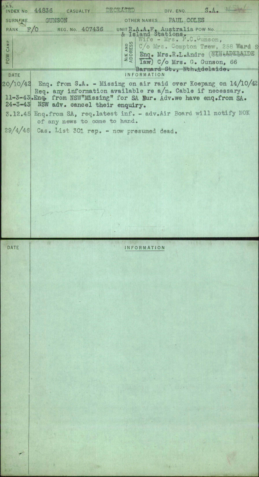 Gunson, Paul Coles, 407436