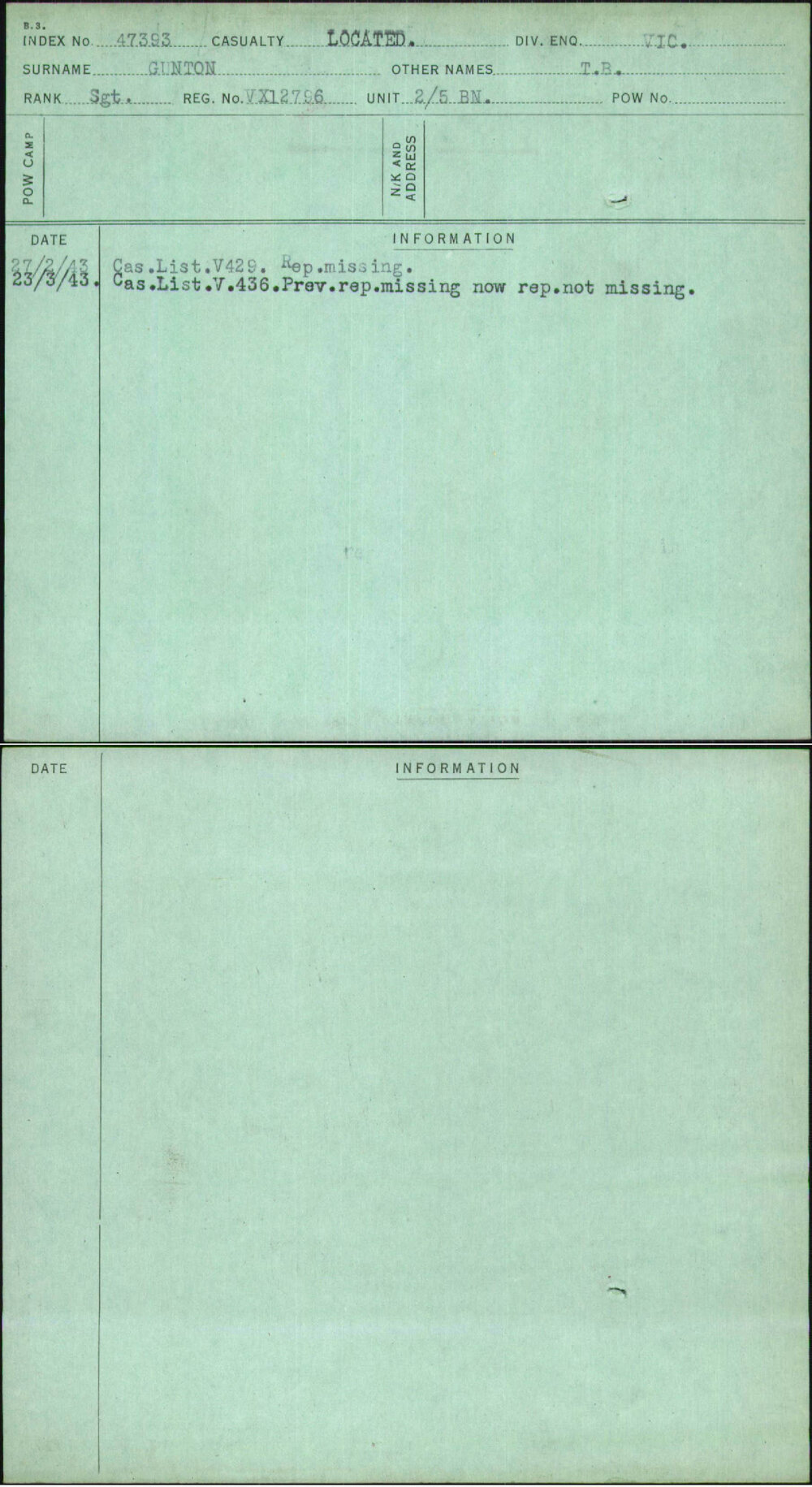 Gunton, T B, VX12796