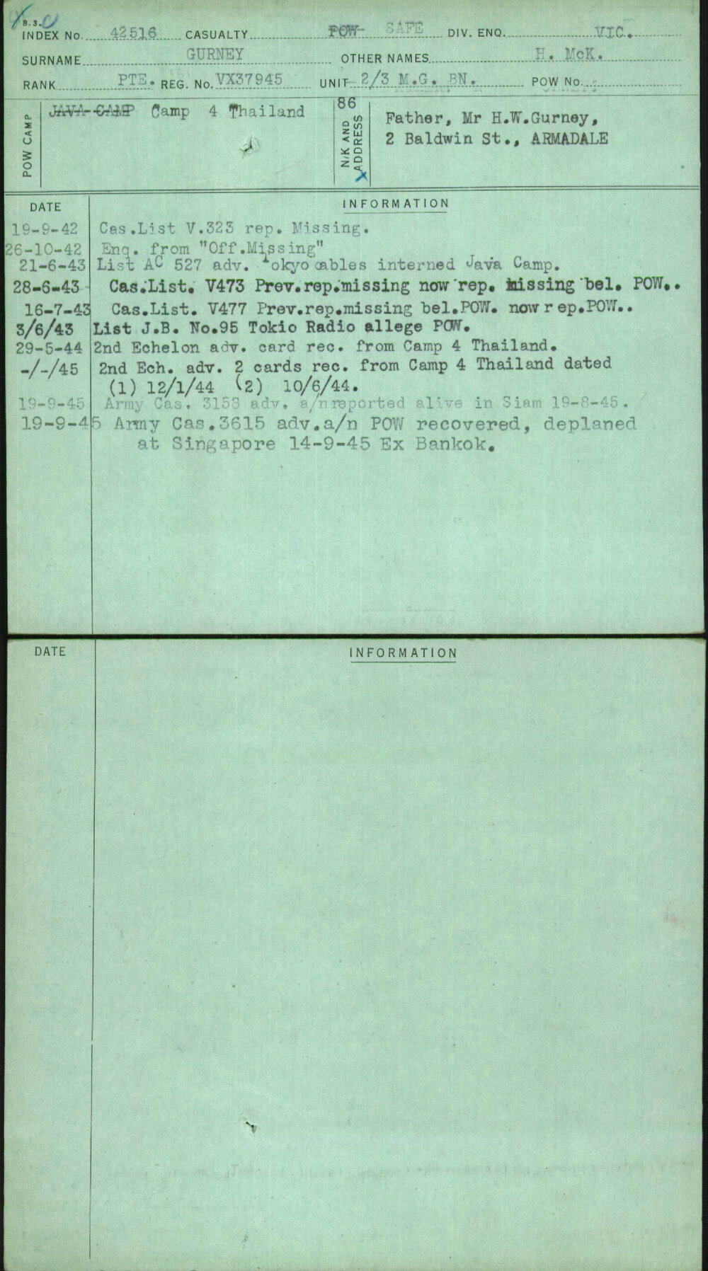 Gurney, H Mck, VX37945