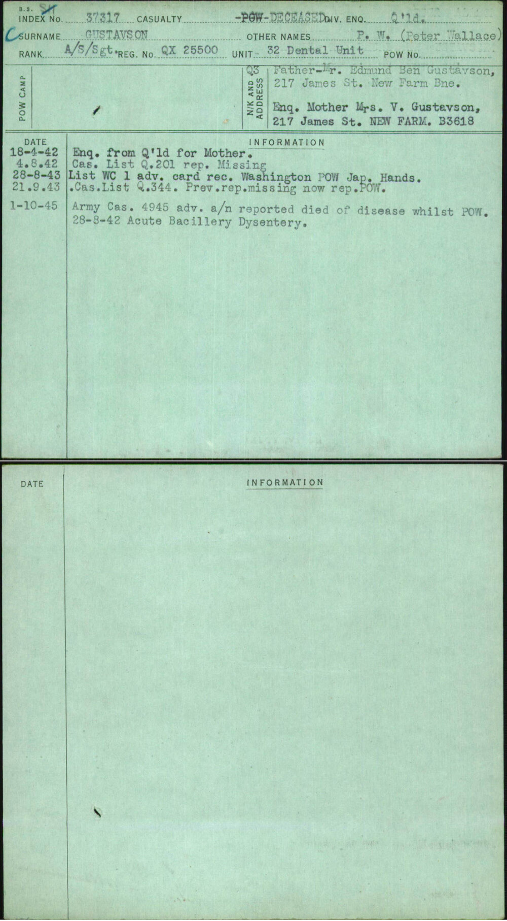 Gustavson, P W (Peter Wallace), QX25500