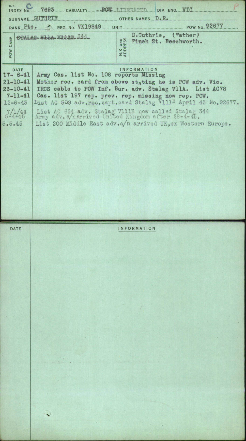 Guthrie, D R, VX19849