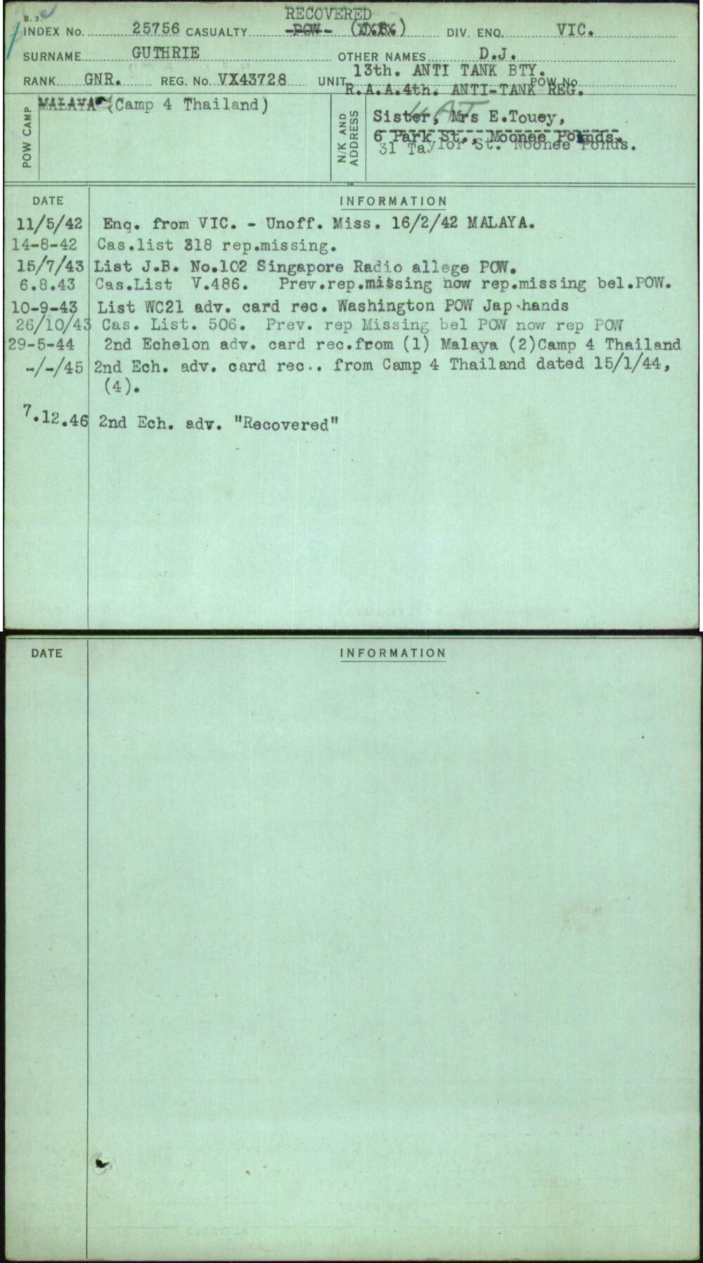 Guthrie, D J, VX43728