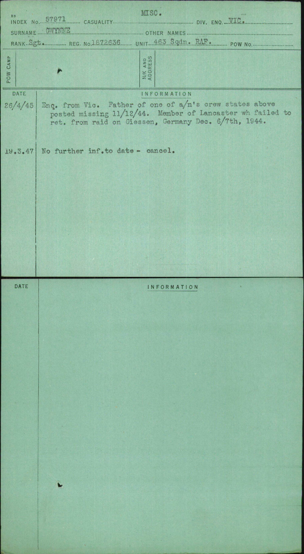 Gwynne, [No Given Name], 1872636