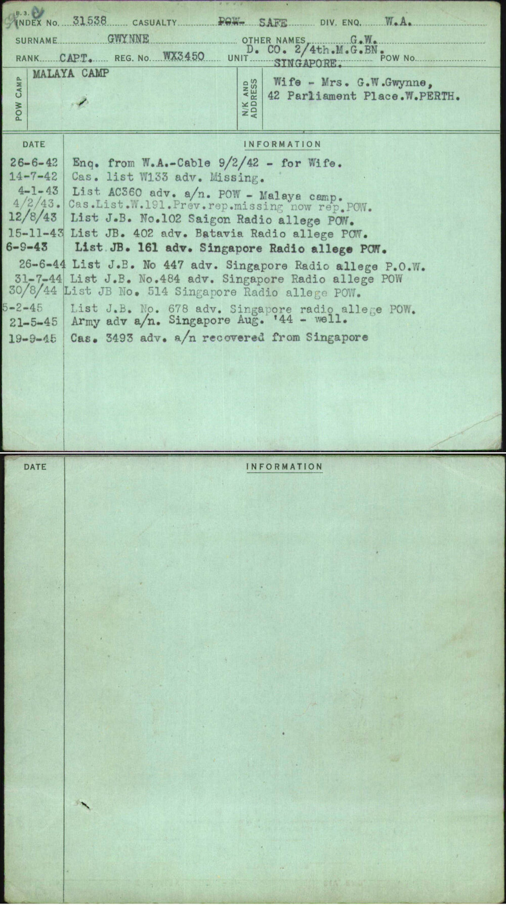 Gwynne, G W, WX3450