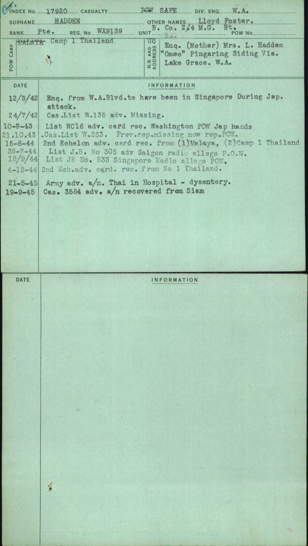 Hadden, Lloyd Foster, WX9139