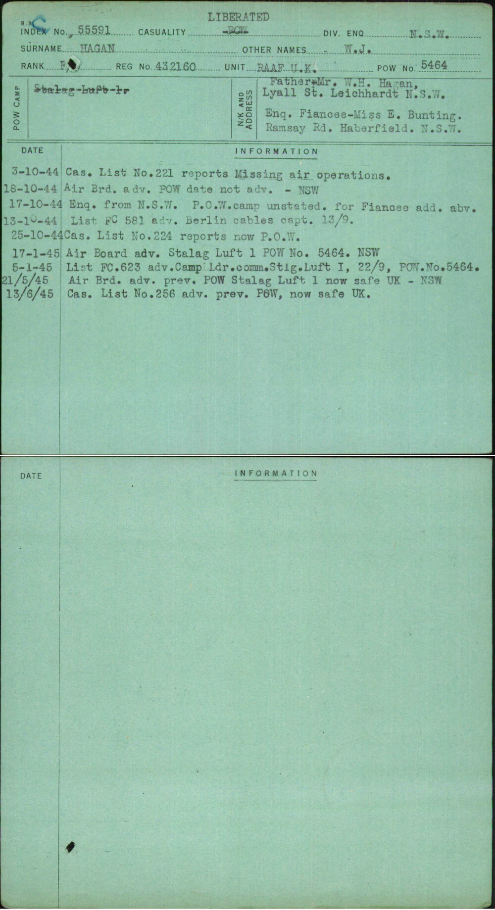 Hagan, W J, 432160
