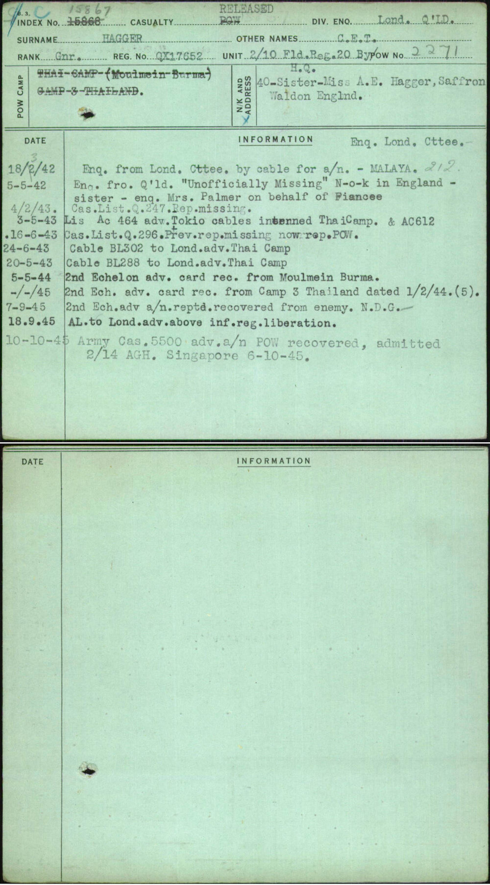 Hagger, C E T, QX17652