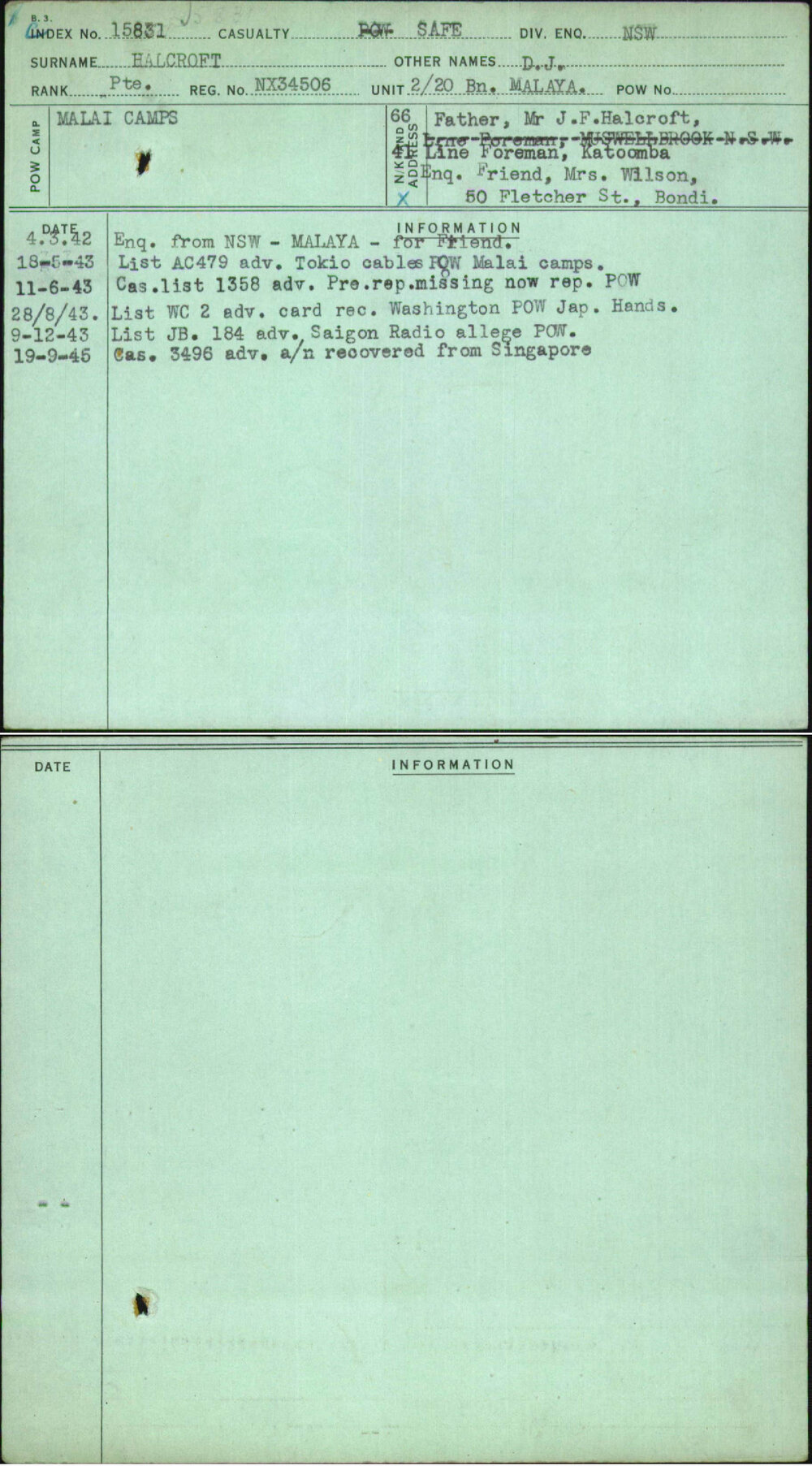 Halcroft, D J, NX34506