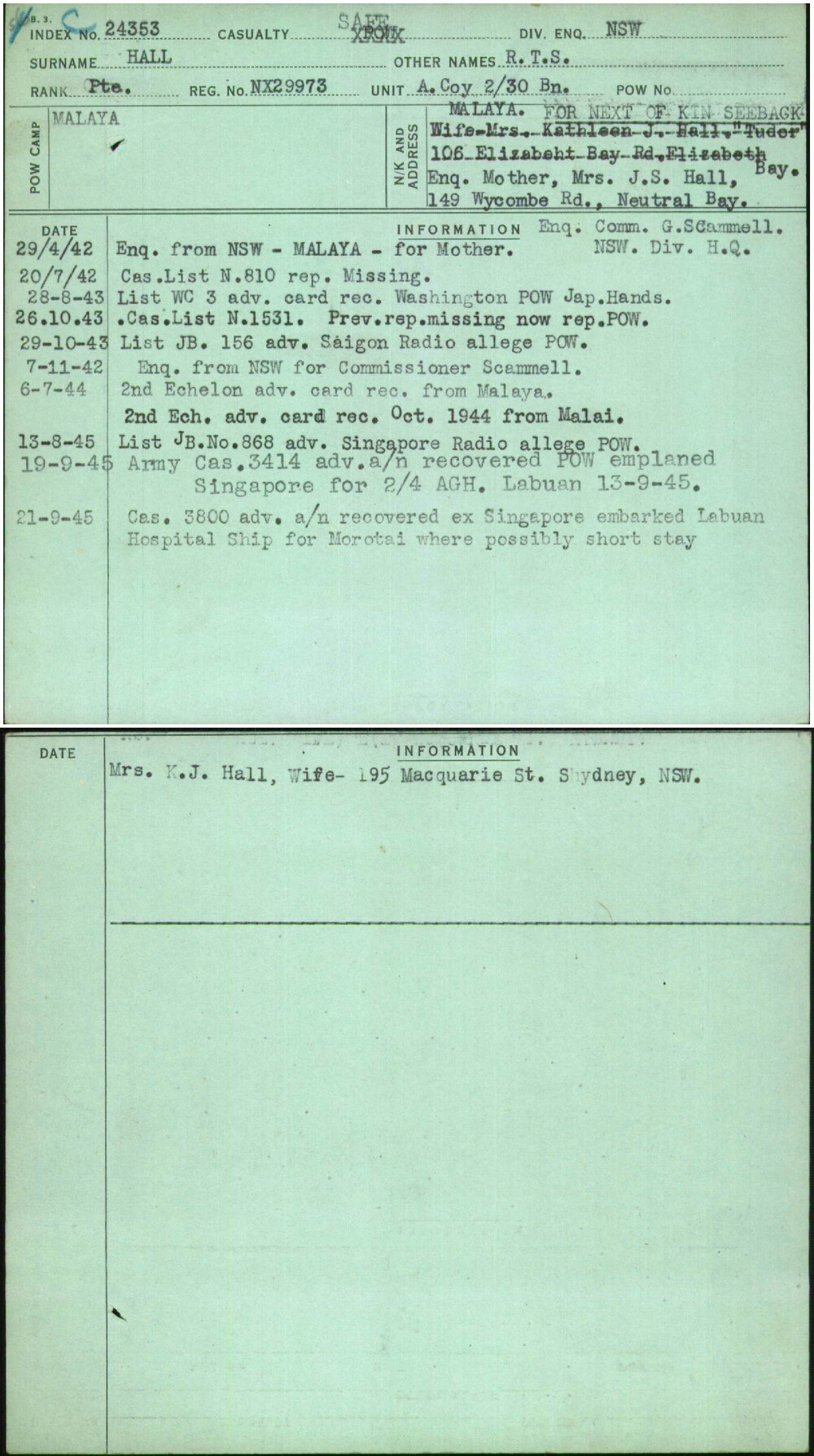 Hall, R T S, NX29973