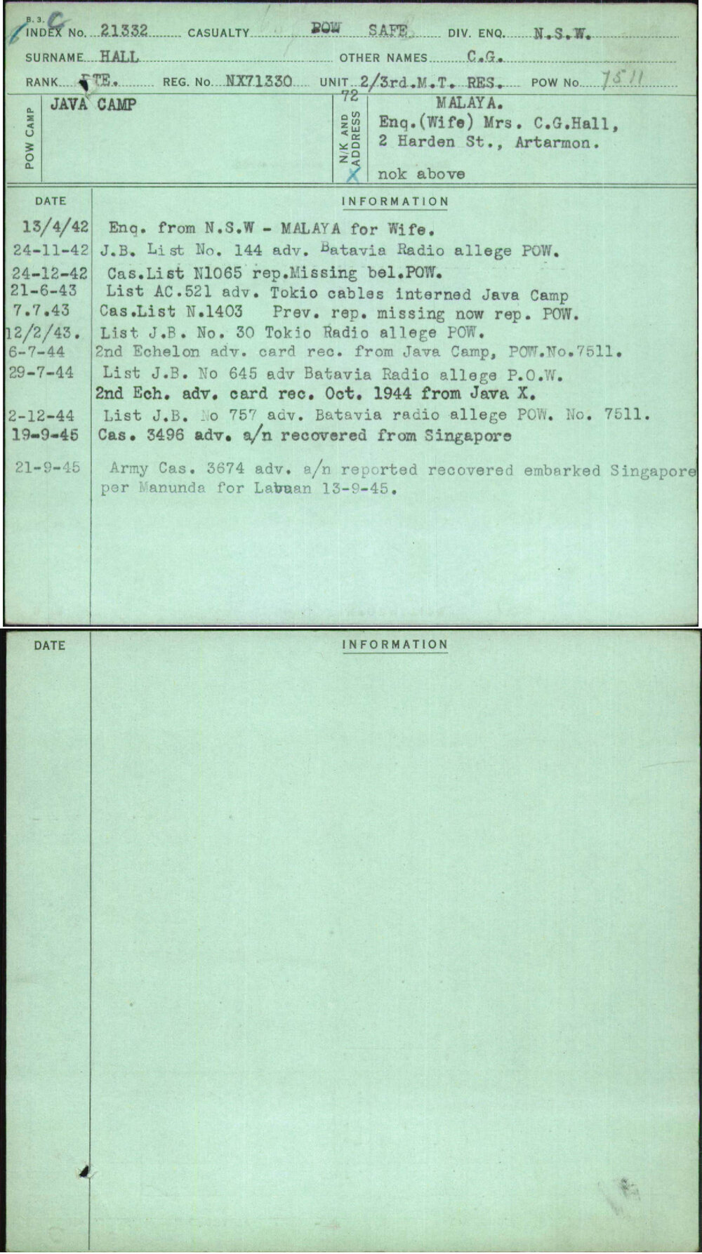 Hall, C G, NX71330