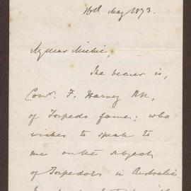 Letter from Hugh C.E. Childers, 17 Princes Gardens, London