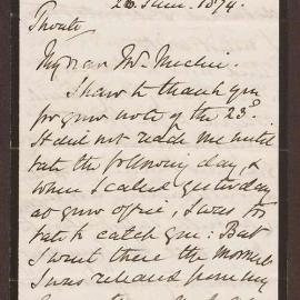 Letter from Viscount of Canterbury, 12 Queensbury Place, London