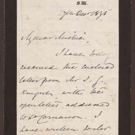 Letter from Hugh C.E. Childers, 17 Princes Gardens, London