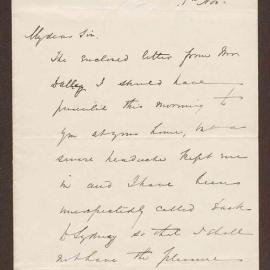 Letter from H.S. Parkes, Yorick Club Melbourne.