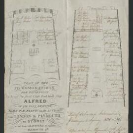 Plan for accommodation aboard the ship 'Alfred'