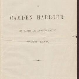 Description of Camden Harbour, its climate and adjoining country - map