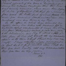 Letter from Captain Villars Butler to unknown correspondent.