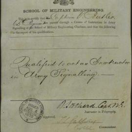 Captain Villars Butler, qualified to instruct Army Signalling, from the School of Military Engineering, Chatham.