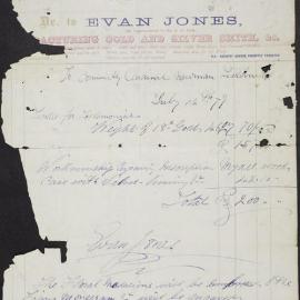 Account from Ivan Jones, Manufacturing Gold and Silver Smith, 11 Hunter Street, Sydney to Committee Cardinal Newman Testimonial