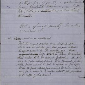 Sheet containing two amendments regarding extra money in Cardinal Newman Testimonial Fund.
