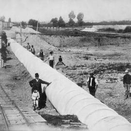 Sewerage of Offenbach on the Main. Monier pipes of 5 inch diameter. Constrcuted 1885